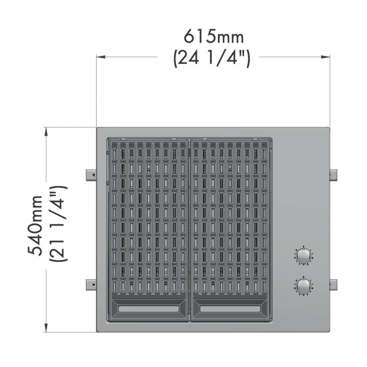 Artusi Built-In Electric BBQ - Removable Cast Iron Grill Plates, Grease Management - ABBQMEE3