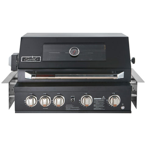Smart Four Burner Built-In LPG BBQ - Black, Rotisserie, Rear Infrared Burner, Halogen Lighting - 401WB-BLK