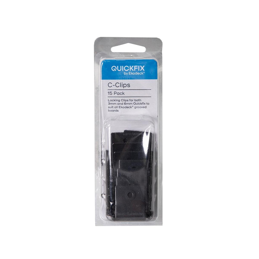 Quickfix Ekodeck C Clips 15 Pack - 40mm x 30mm x 100mm - Black - Concealed Finish - SuperSaverAU - view 1