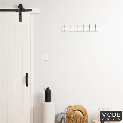 MODE 6 Brushed Nickel Hook White Board Hat And Coat Rack