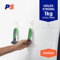 Permastik Medium Utility Hooks 6 Pack - 1kg Capacity - White - 110mm x 225mm - SuperSaverAU - view 2
