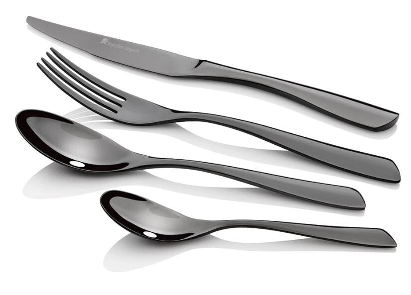 Stanley Rogers Soho Onyx 56 piece cutlery set - black onyx titanium, place setting for eight - 50423