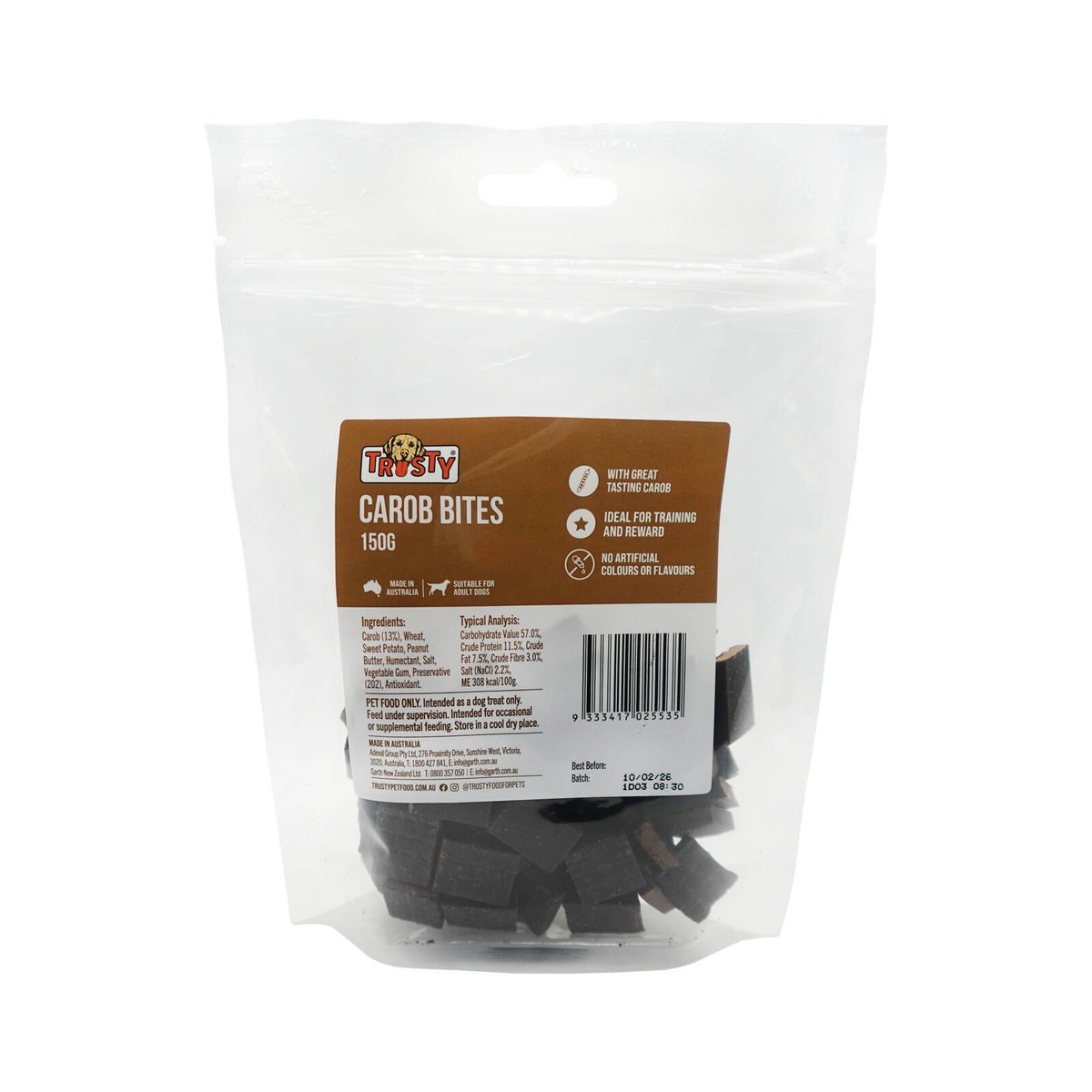 Trusty Carob Bites Dog Treats - 150g - All-Natural Training Treats - SuperSaverAU - view 1