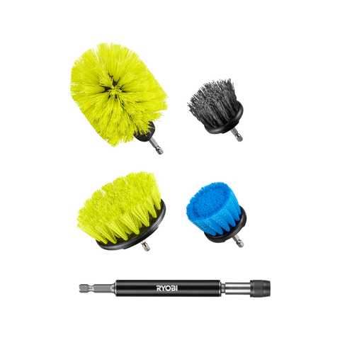 Ryobi 5 Piece Drill Brush Set - 285mm x 90mm x 218mm - Versatile Cleaning Tools - SuperSaverAU - view 1