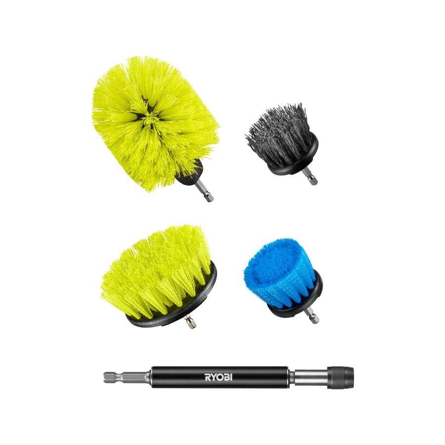 Ryobi 5 Piece Drill Brush Set - 285mm x 90mm x 218mm - Versatile Cleaning Tools - SuperSaverAU - view 1