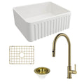 Turner Hastings Novi 60 Butler Sink Pack - Brushed Brass Naples Pull Out Mixer Tap - PKG027