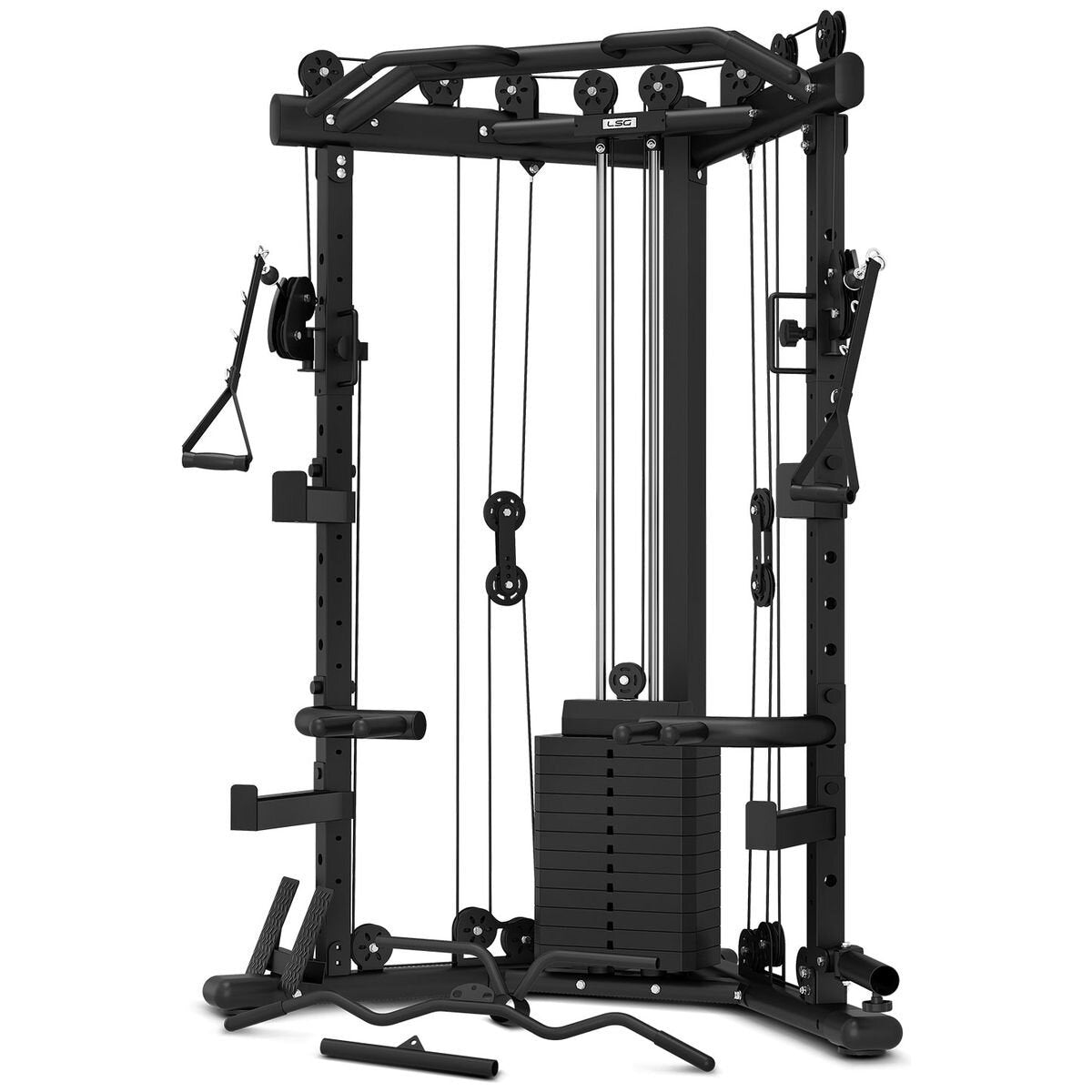 LSG Fitness Space Saving Multi Function Rack - 73kg Weight Stack Cable Crossover - LGGS-GRK110