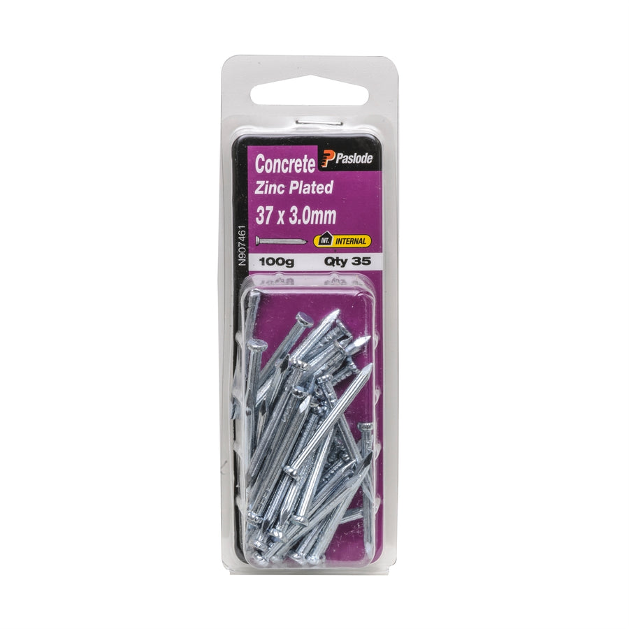 Paslode 37 x 3.0mm Zinc Plated Concrete Nails - 100g 35 Pack