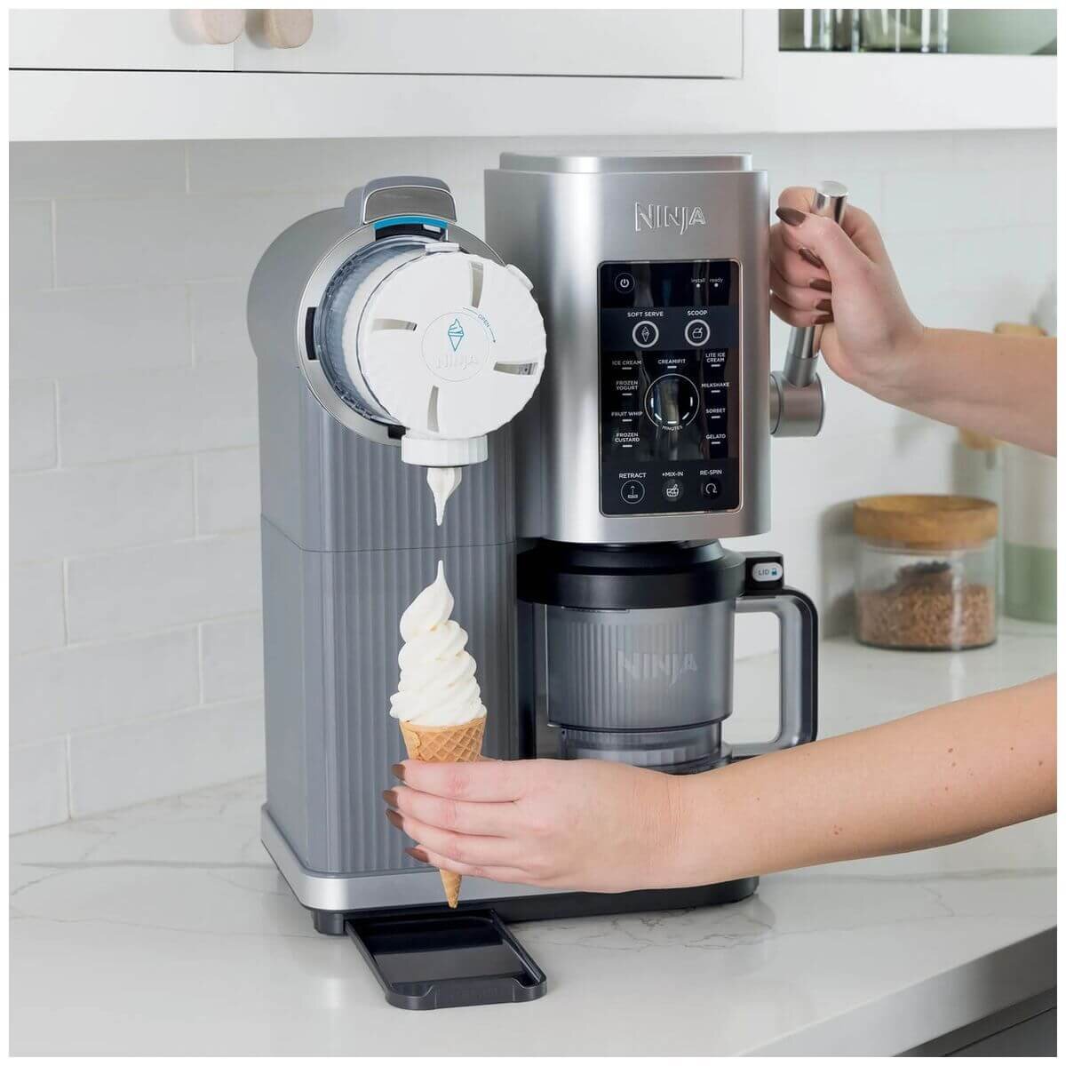 Ninja Swirl by Creami Ice Cream Maker - Soft Serve - 13 One-Touch Programs - 800W - Silver - NC701