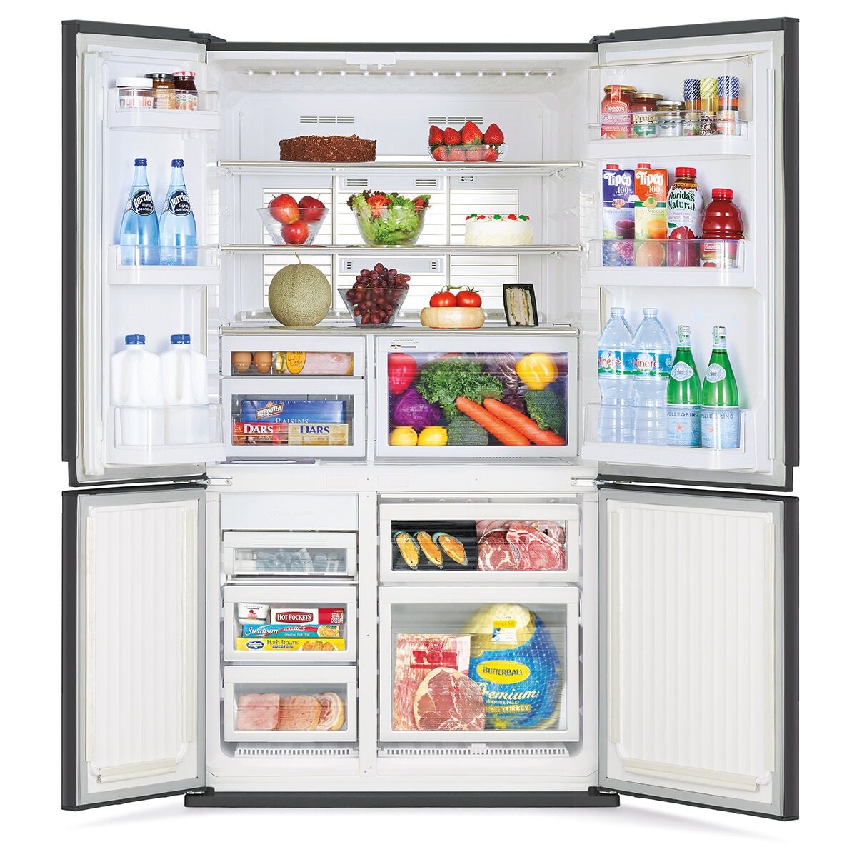 Mitsubishi Electric 580L French Door Fridge - Dark Silver Glass, Automatic Ice Maker - MR-LA580ER-GDS-A