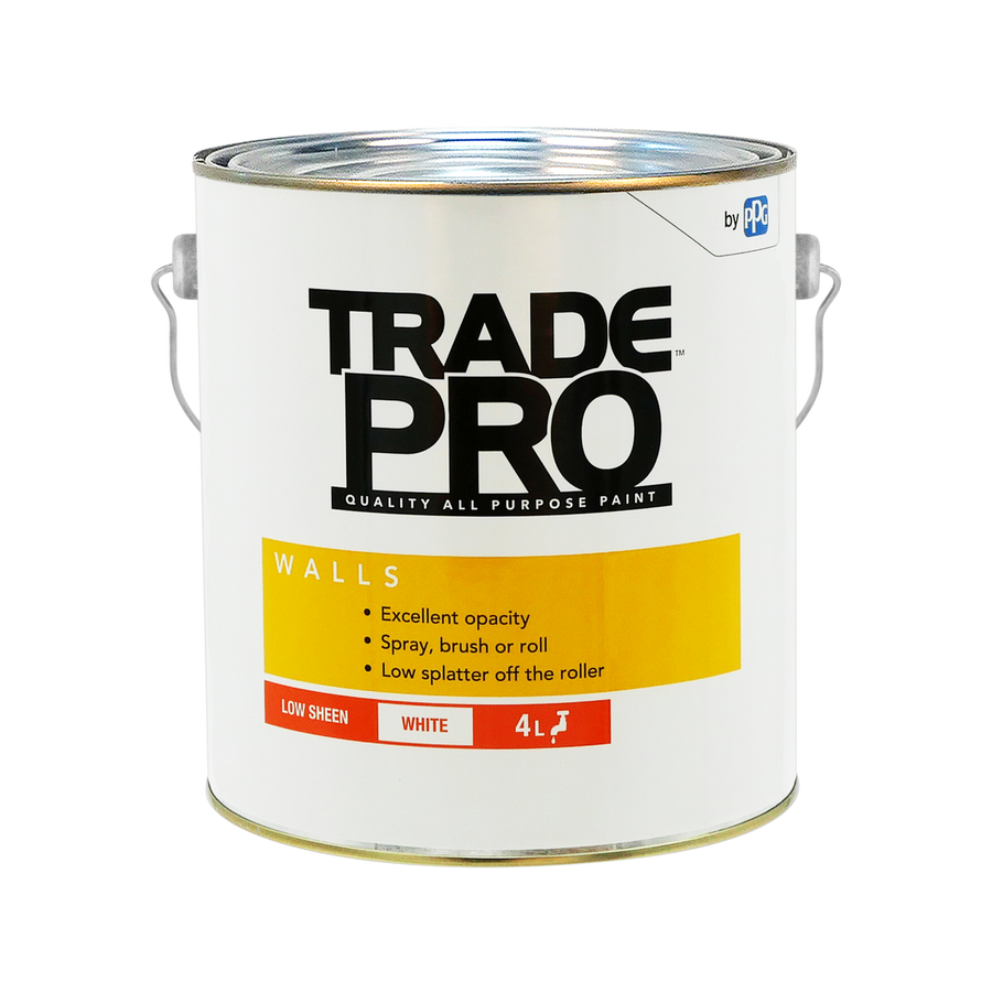 PPG Paint - TradePro Low Sheen Interior Walls - 4L - White - Washable Finish - SuperSaverAU - view 1