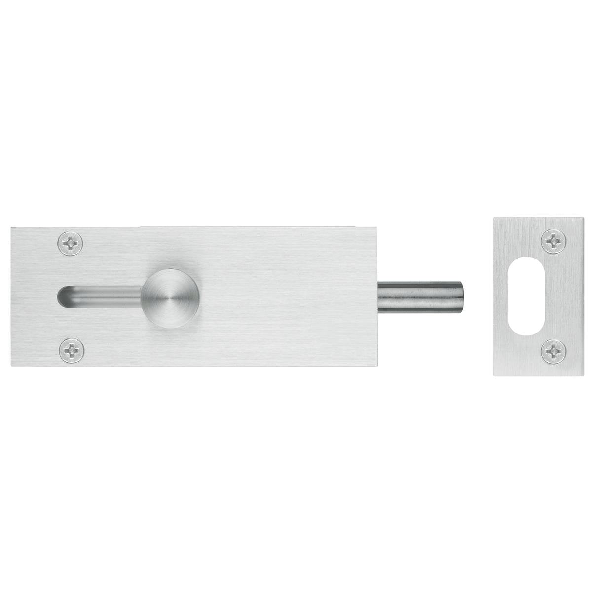 Delf Door Drop Bolt - 100mm Satin Chrome - Zinc Alloy - Modern Design - SuperSaverAU - view 1