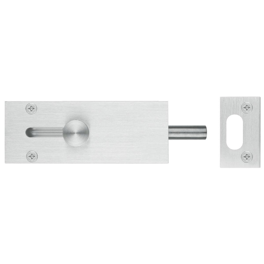 Delf Door Drop Bolt - 100mm Satin Chrome - Zinc Alloy - Modern Design - SuperSaverAU - view 1