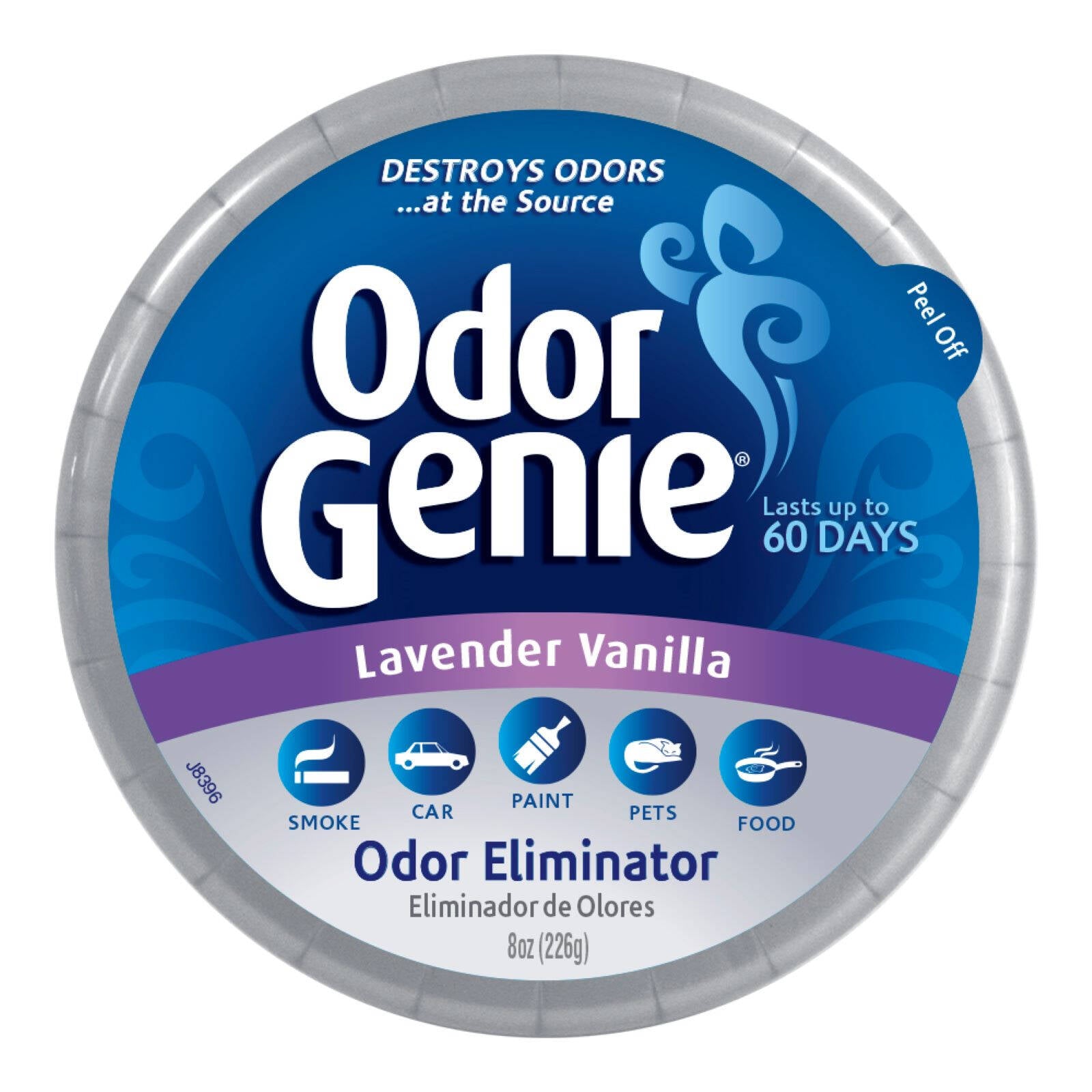 DampRid Odor Genie 226g, Lavender Vanilla - Solid Gel Odour Eliminator with Charcoal