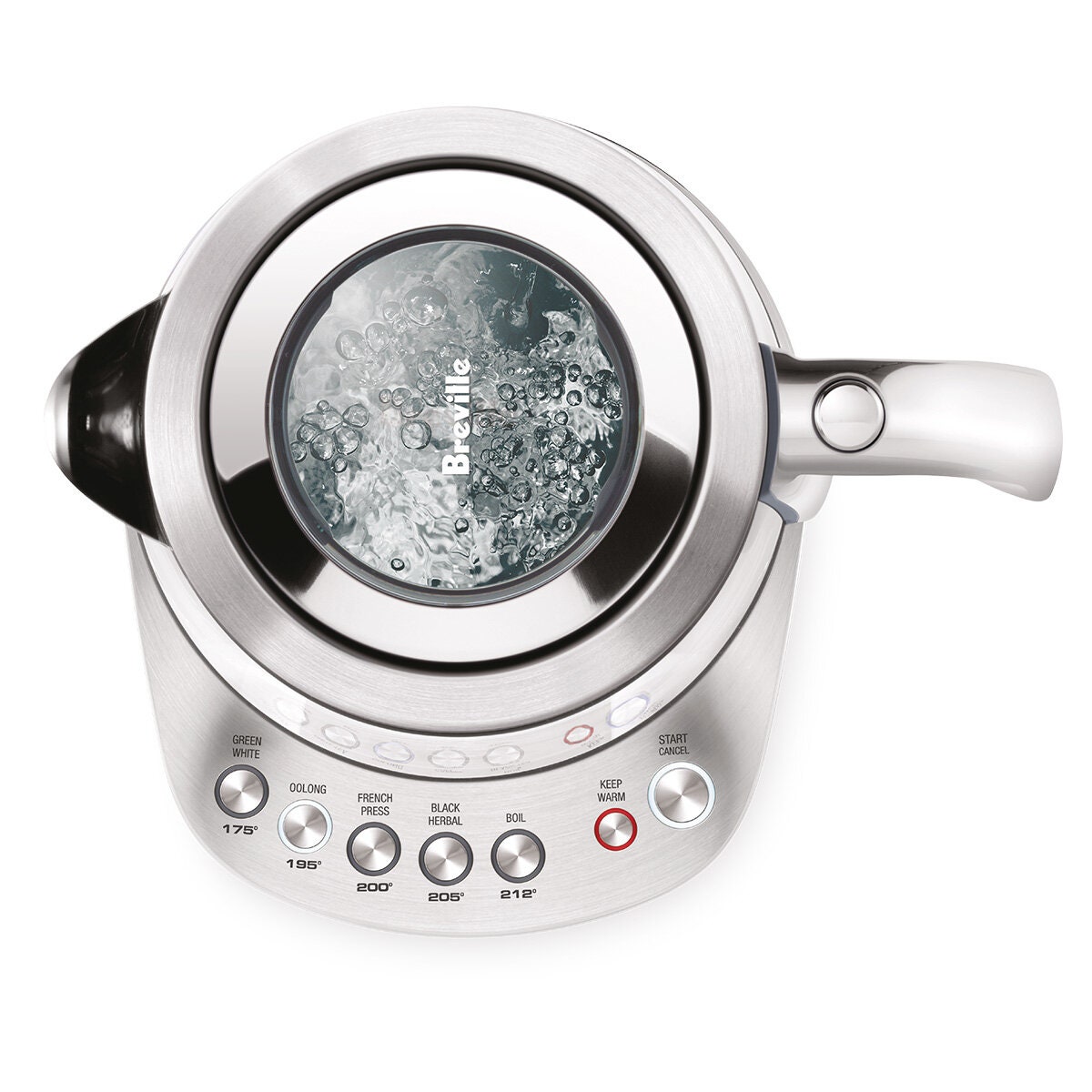 Breville the Smart Crystal Luxe Glass Kettle - Five Temperature Settings, Keep Warm, 2400W - BKE855BSS