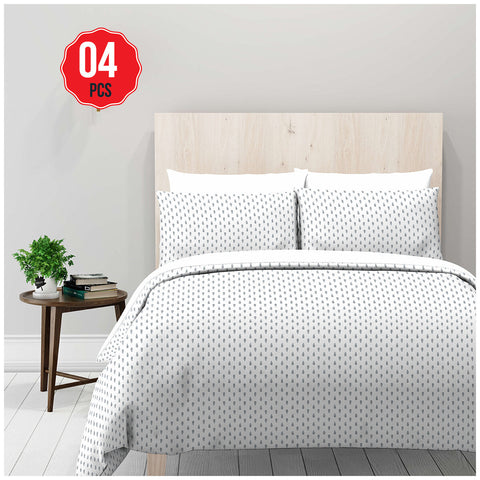Natural Earth 300 Thread Count Organic Cotton Sheet King Set 4 Piece Stylised Leaves - SuperSaverAU - view 1