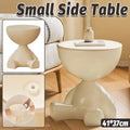 Figure-Shaped Small Side Table with Hidden Storage for Living Room and Bedroom - Cream
