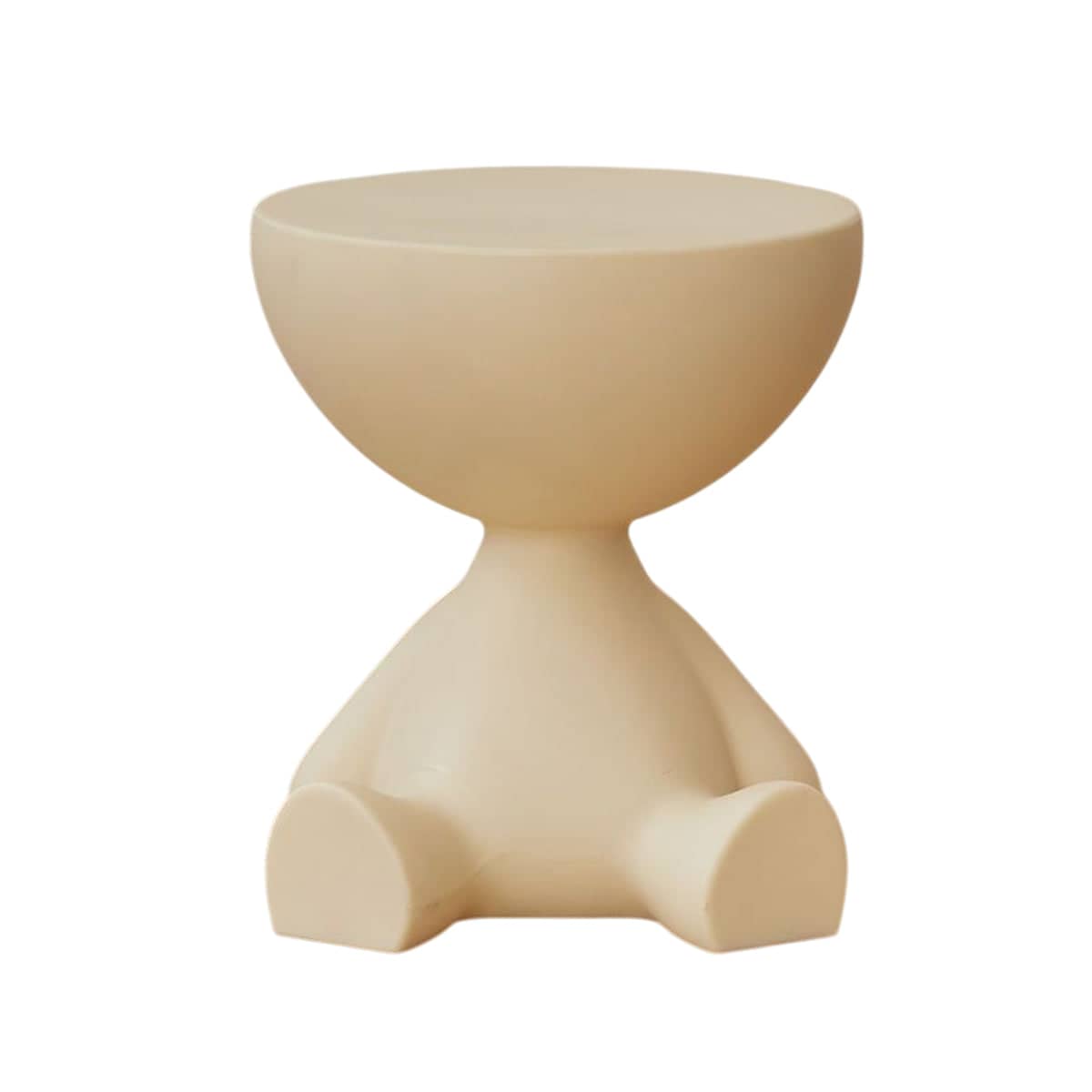Figure-Shaped Small Side Table with Hidden Storage for Living Room and Bedroom - Cream - view 2