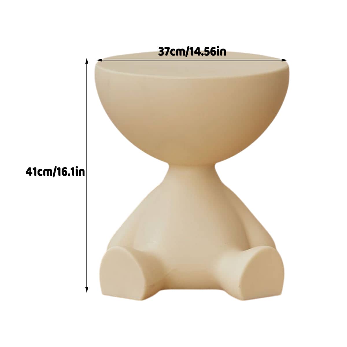 Figure-Shaped Small Side Table with Hidden Storage for Living Room and Bedroom - Cream - view 3