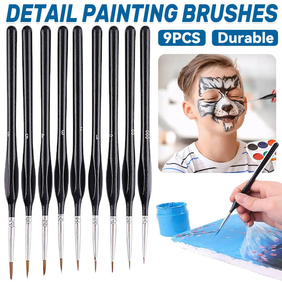 Fine Detail Paint Brush Set, 9-Piece Synthetic Sable Brushes