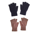 Fingerless Knit Gloves with Stretch Fit - Khaki - view 3