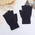 Fingerless Knit Gloves with Stretch Fit - Khaki - view 4