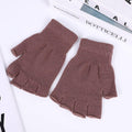 Fingerless Knit Gloves with Stretch Fit - Khaki - view 5