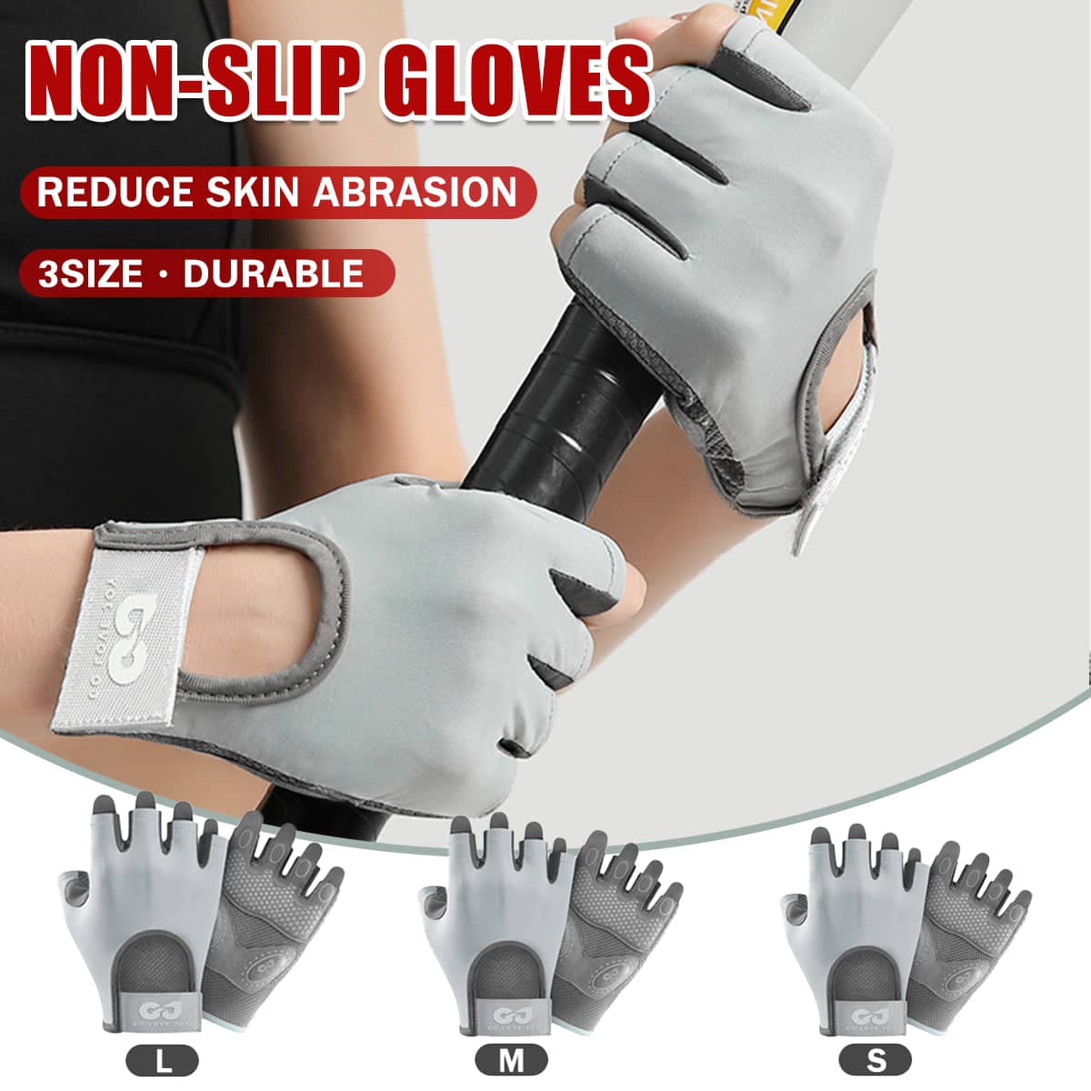 Fingerless Sports Gloves - Grey, Size M (Length 15 cm, Palm Width 9 cm) - view 2