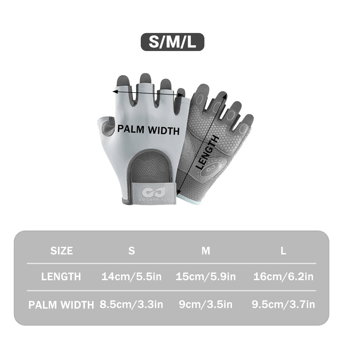 Fingerless Sports Gloves - Grey, Size M (Length 15 cm, Palm Width 9 cm) - view 3