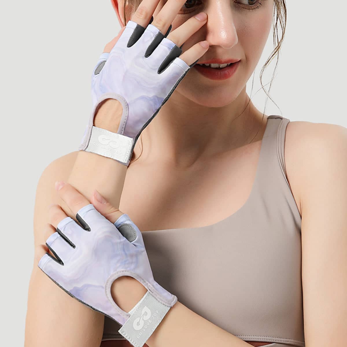 Fingerless Sports Gloves - Grey, Size M (Length 15 cm, Palm Width 9 cm) - view 5