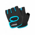 Fingerless Weight Lifting Gloves with Wrist Strap - Black and Blue, Large (21-23.5 cm)