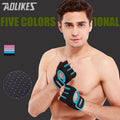 Fingerless Weight Lifting Gloves with Wrist Strap - Black and Blue, Large (21-23.5 cm) - view 2