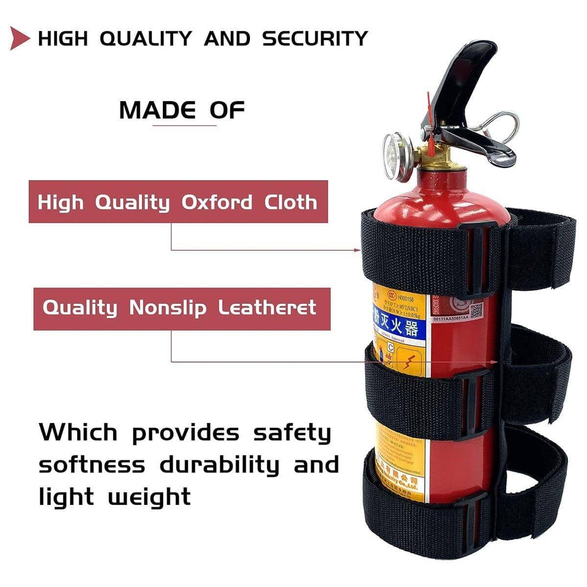 Fire Extinguisher Mounting Strap for Cars and off-Road Vehicles - Black, Pack of 3 - view 5
