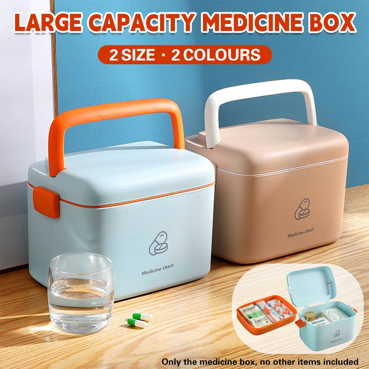 First Aid Storage Box with Carry Handle - Apricot, Small (23 x 16 cm) - view 2