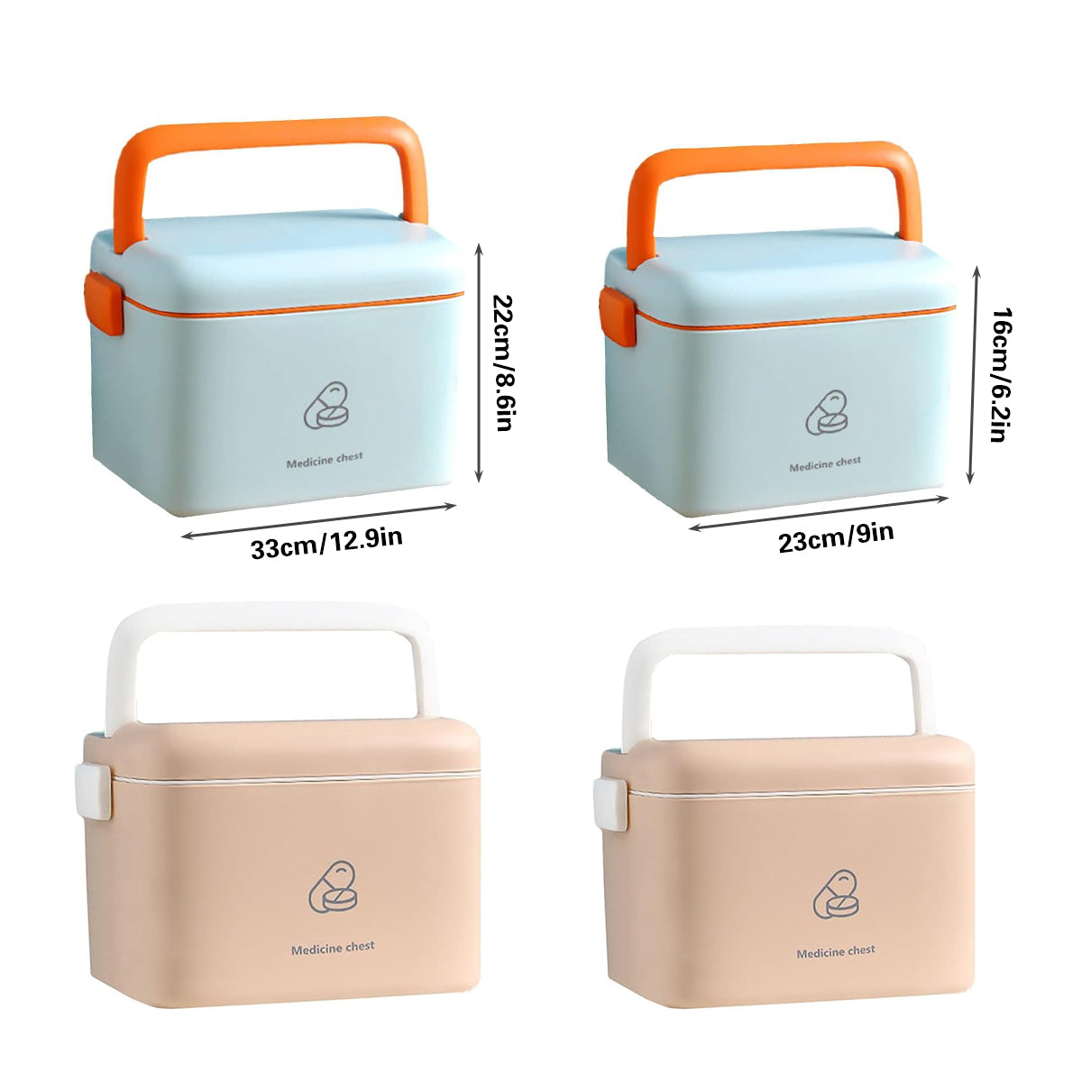 First Aid Storage Box with Carry Handle - Apricot, Small (23 x 16 cm) - view 4