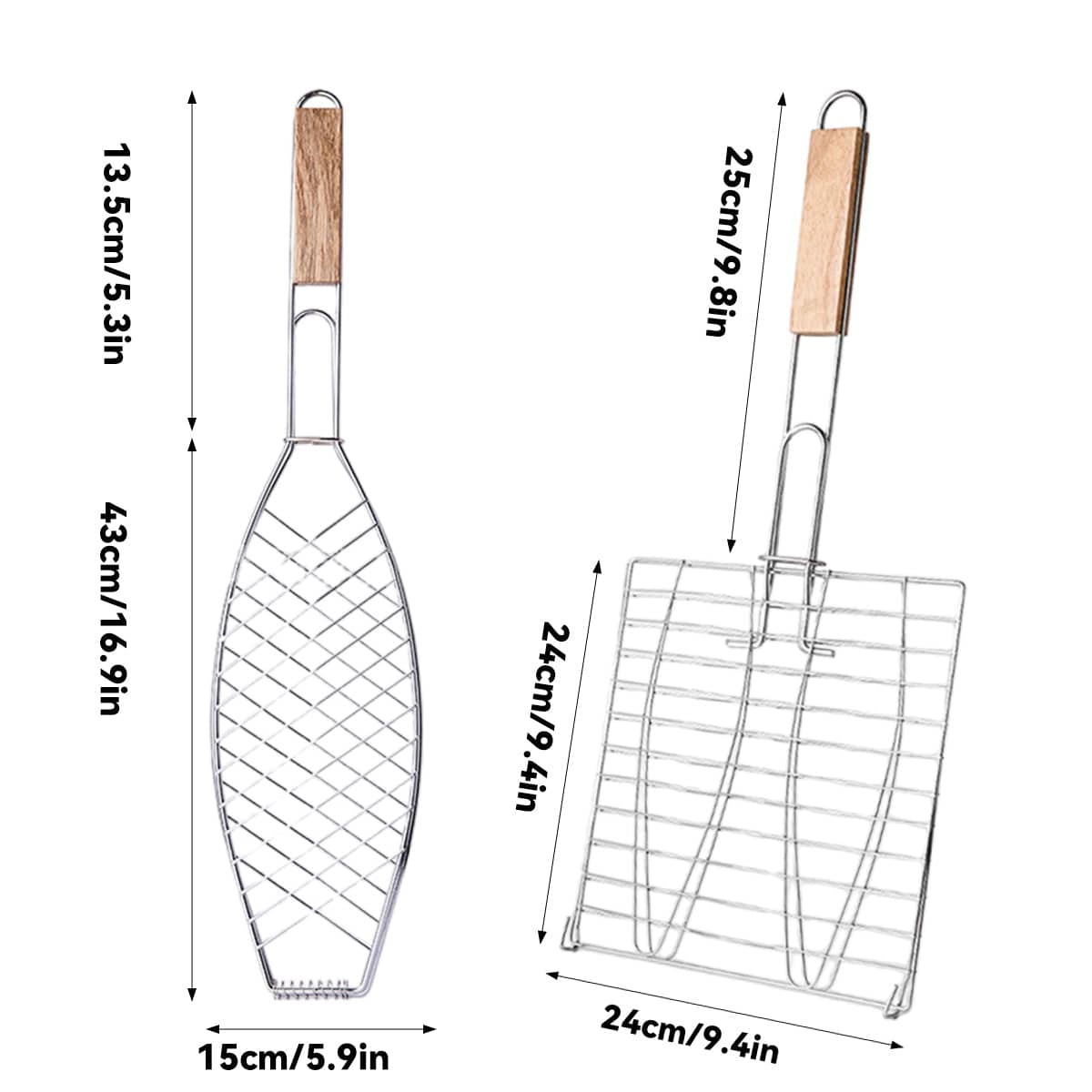 Fish-Shaped Barbecue Net Clamp, Iron Wire Mesh - 43 x 15 cm, Pack of 2 - view 4