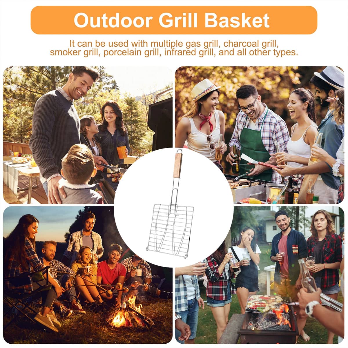 Fish-Shaped Barbecue Net Clamp, Iron Wire Mesh - 43 x 15 cm, Pack of 2 - view 5