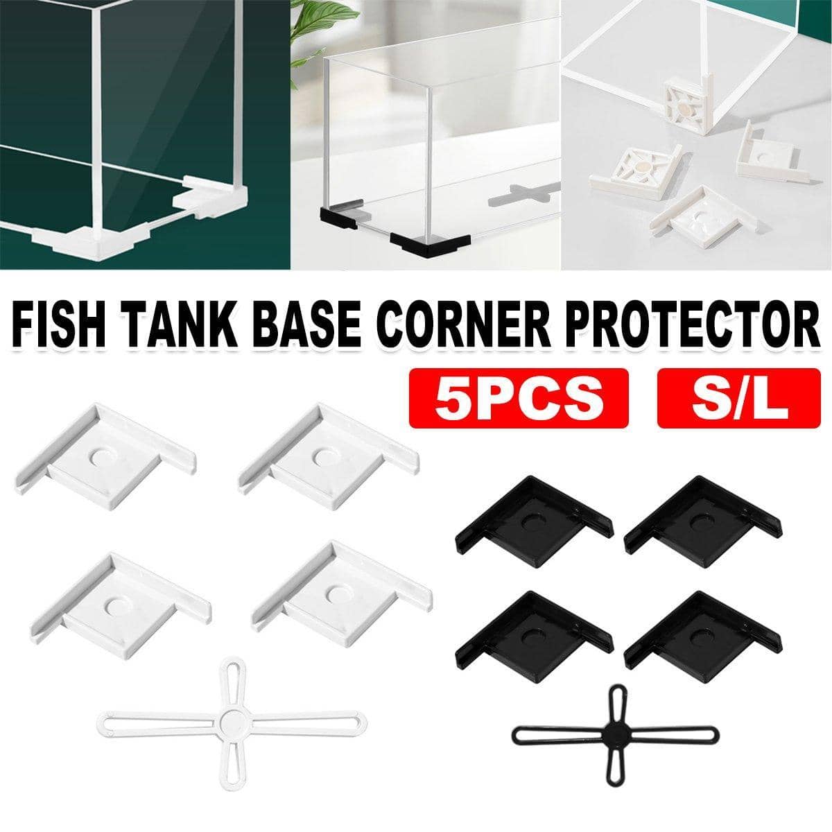 Fish Tank Corner Protectors, Pack of 5 - White, Large (48 x 48 x 12 mm) - view 2