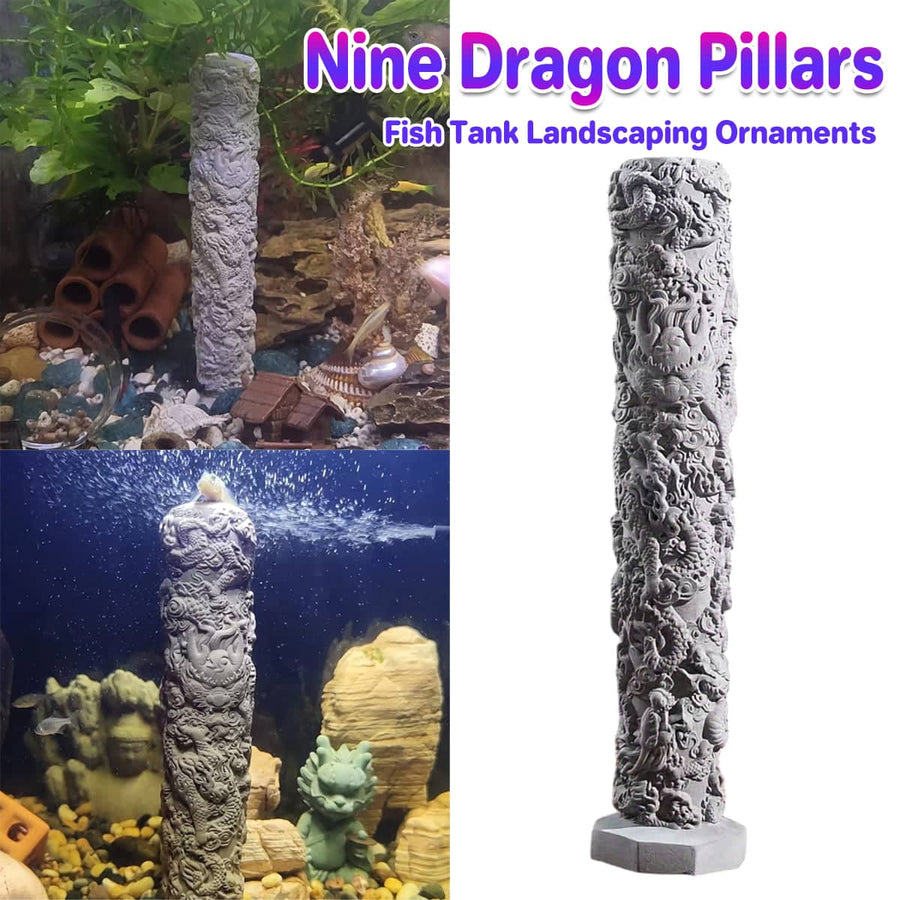 Fish Tank Decoration Nine Dragon Column Chinese Style Aquarium Ornament