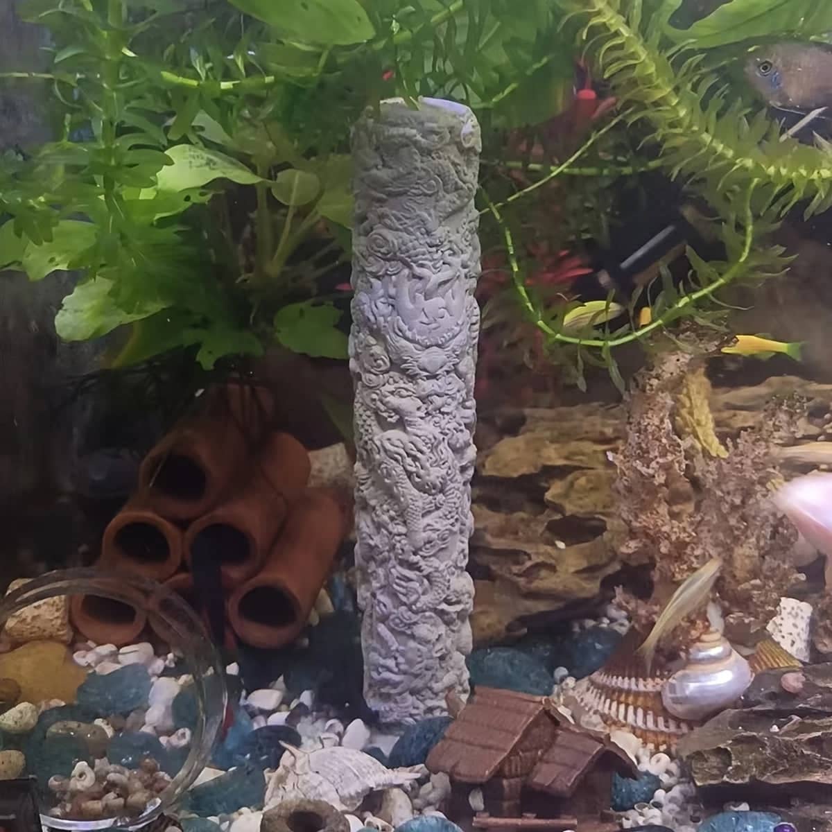 Fish Tank Decoration Nine Dragon Column Chinese Style Aquarium Ornament - view 5