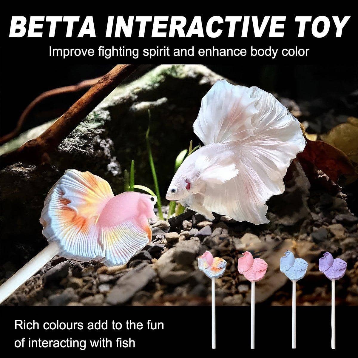Fish Teaser Stick Toy for Aquarium Fish - Blue - view 2