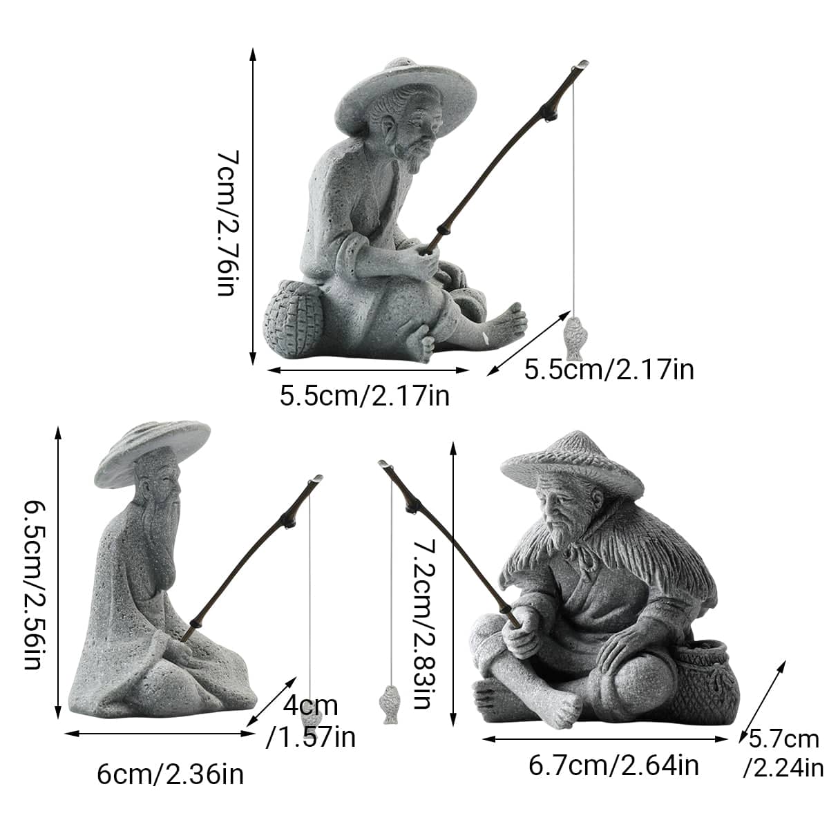 Fisherman Statue Aquarium Ornament - Angler - view 4