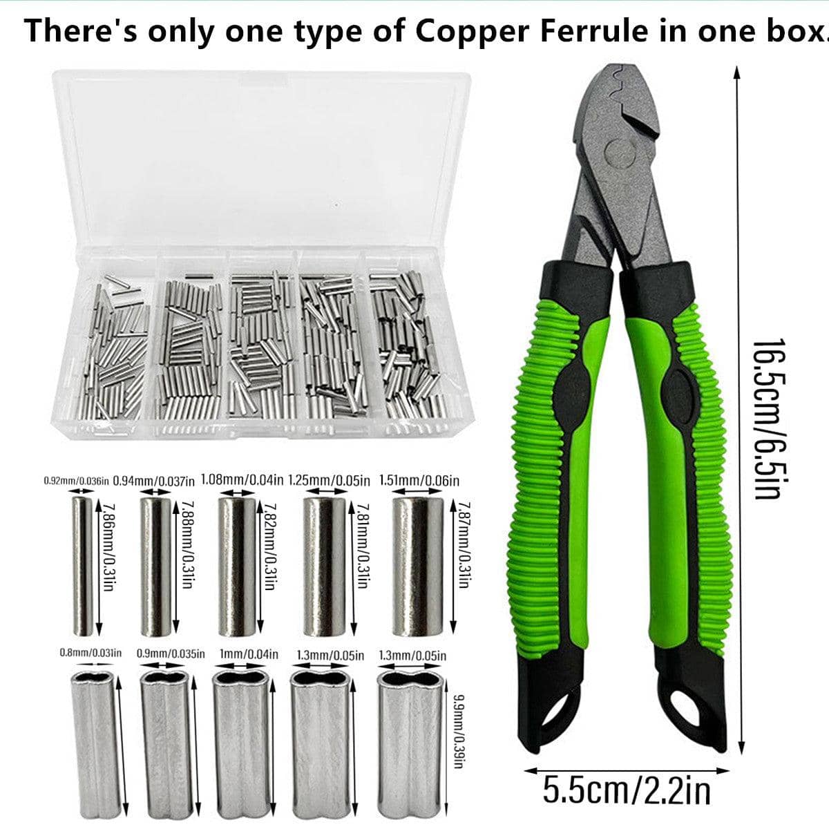 Fishing Line Crimping Pliers Set with Copper Ferrules - Single Hole - view 4