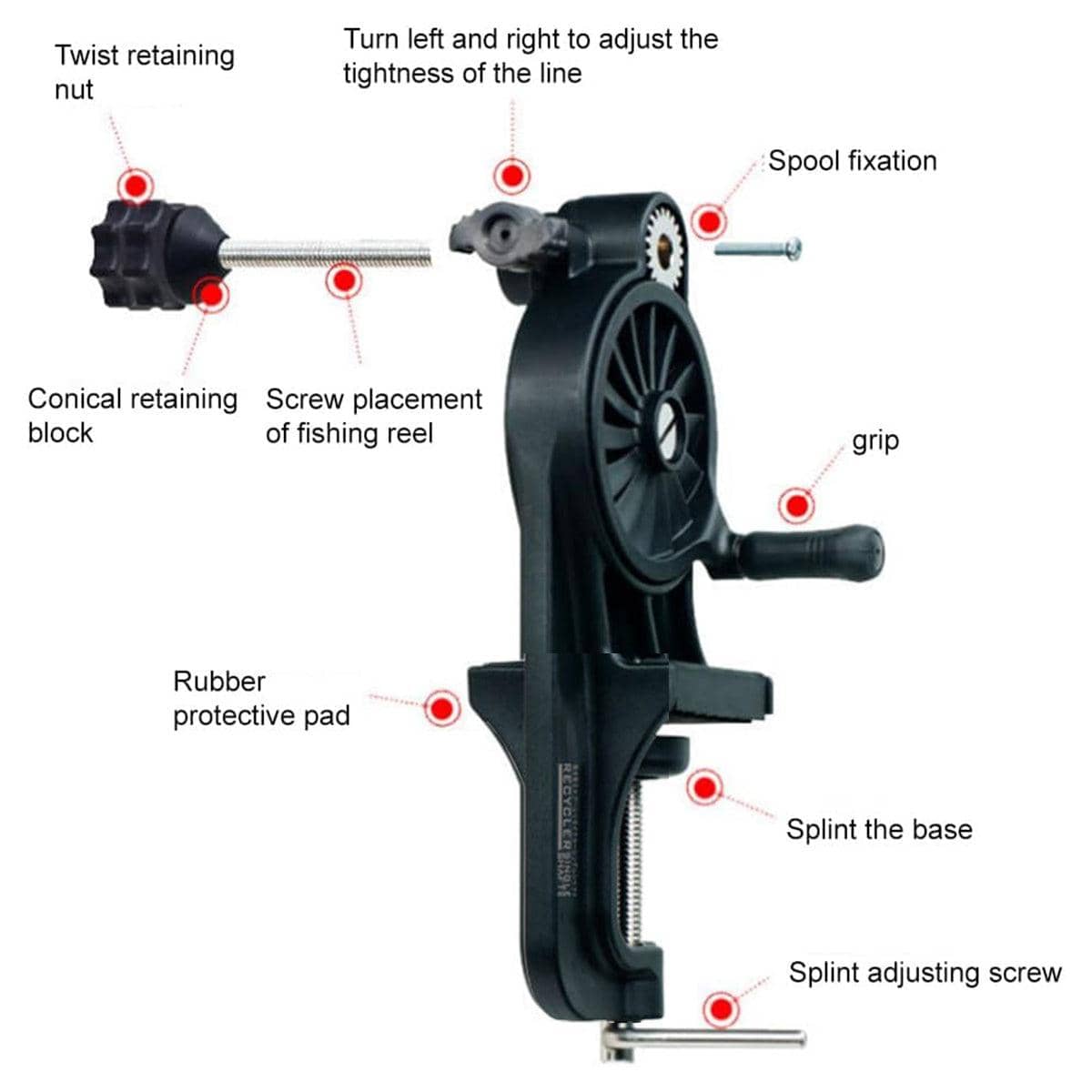 Fishing Line Spooler Reel Winder with Clamp, Portable Spooling Station - view 5