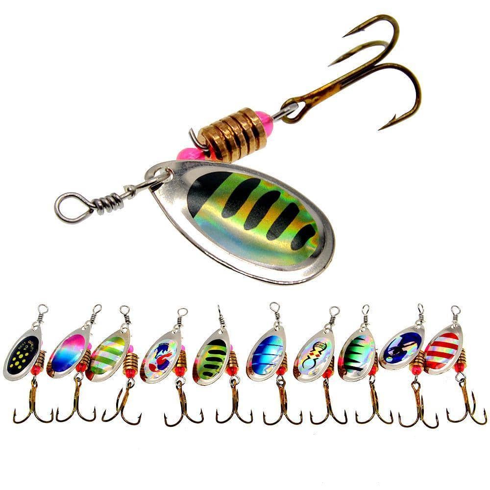 Fishing Lure Spinners Baits Spoon Set with Tackle Bag - Model B, Pack of 10 - view 5