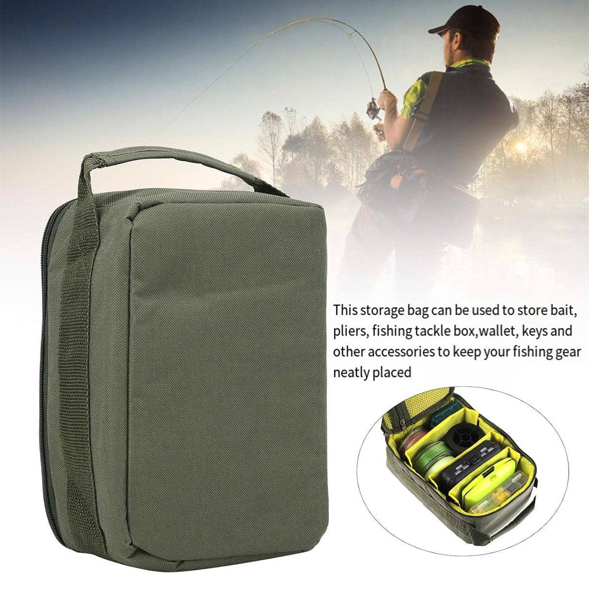 Fishing Reel Storage Bag, Portable Tackle Organiser with Dividers - view 4