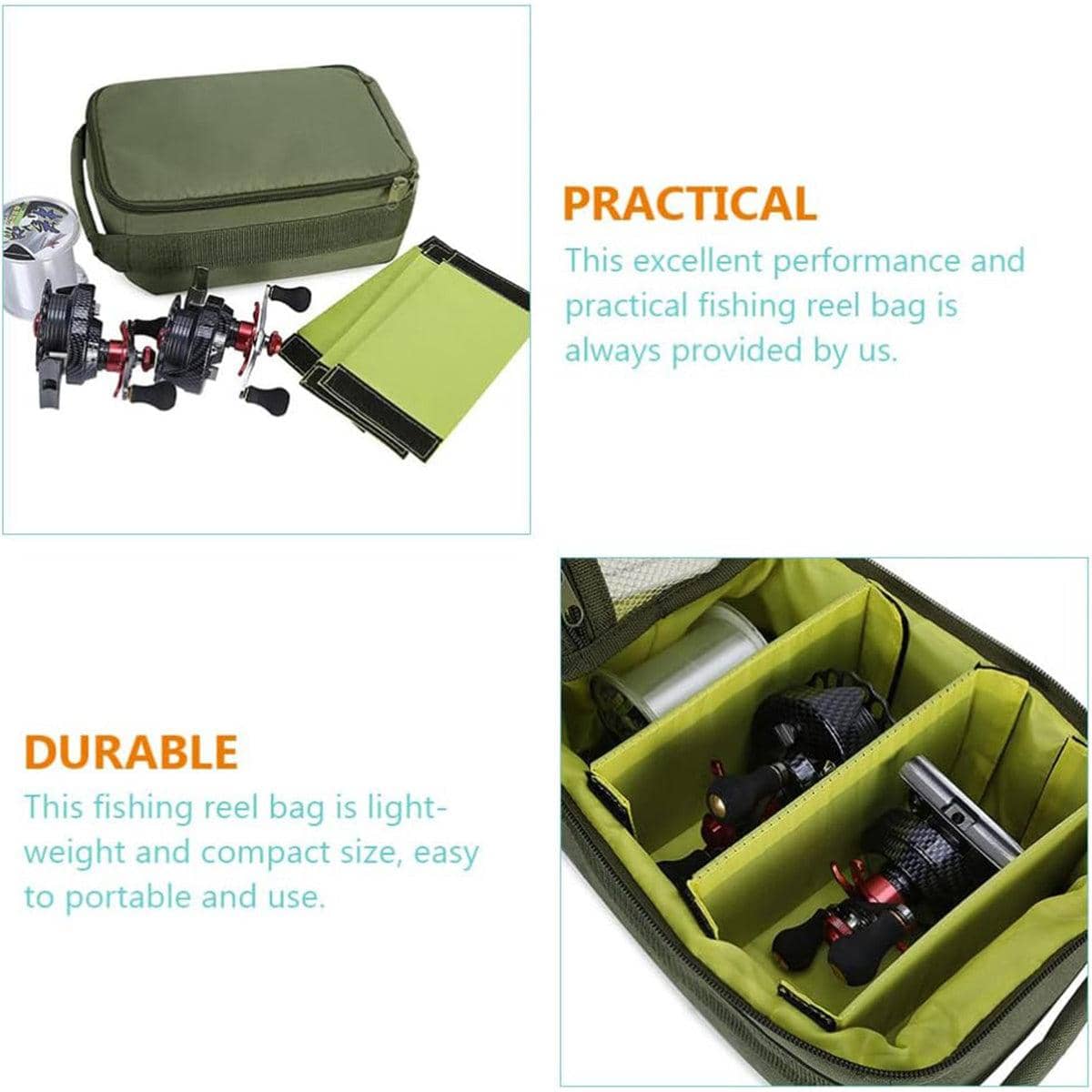 Fishing Reel Storage Bag, Portable Tackle Organiser with Dividers - view 5