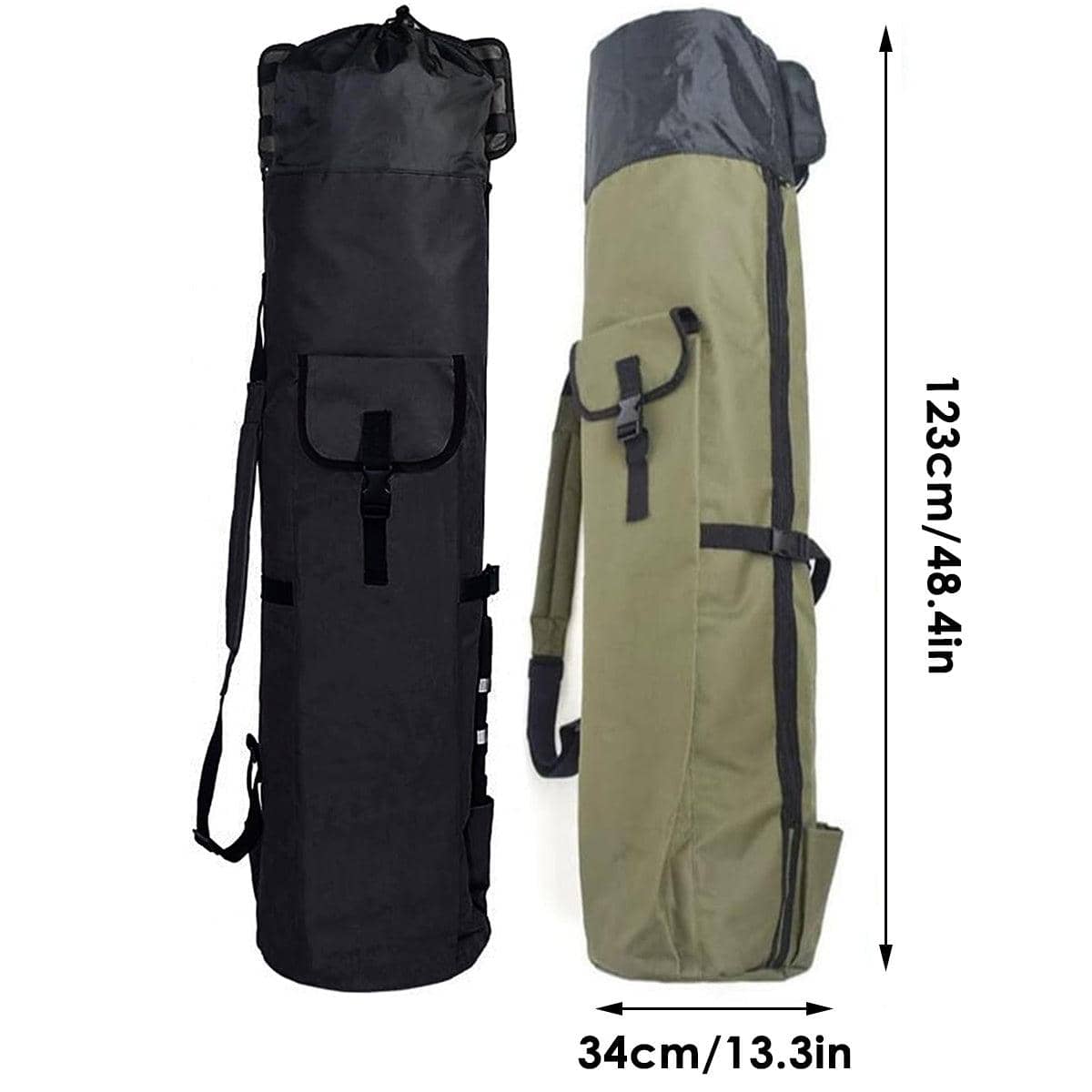 Fishing Rod Bag with Side Pockets, 123 x 34 cm - Green - view 4