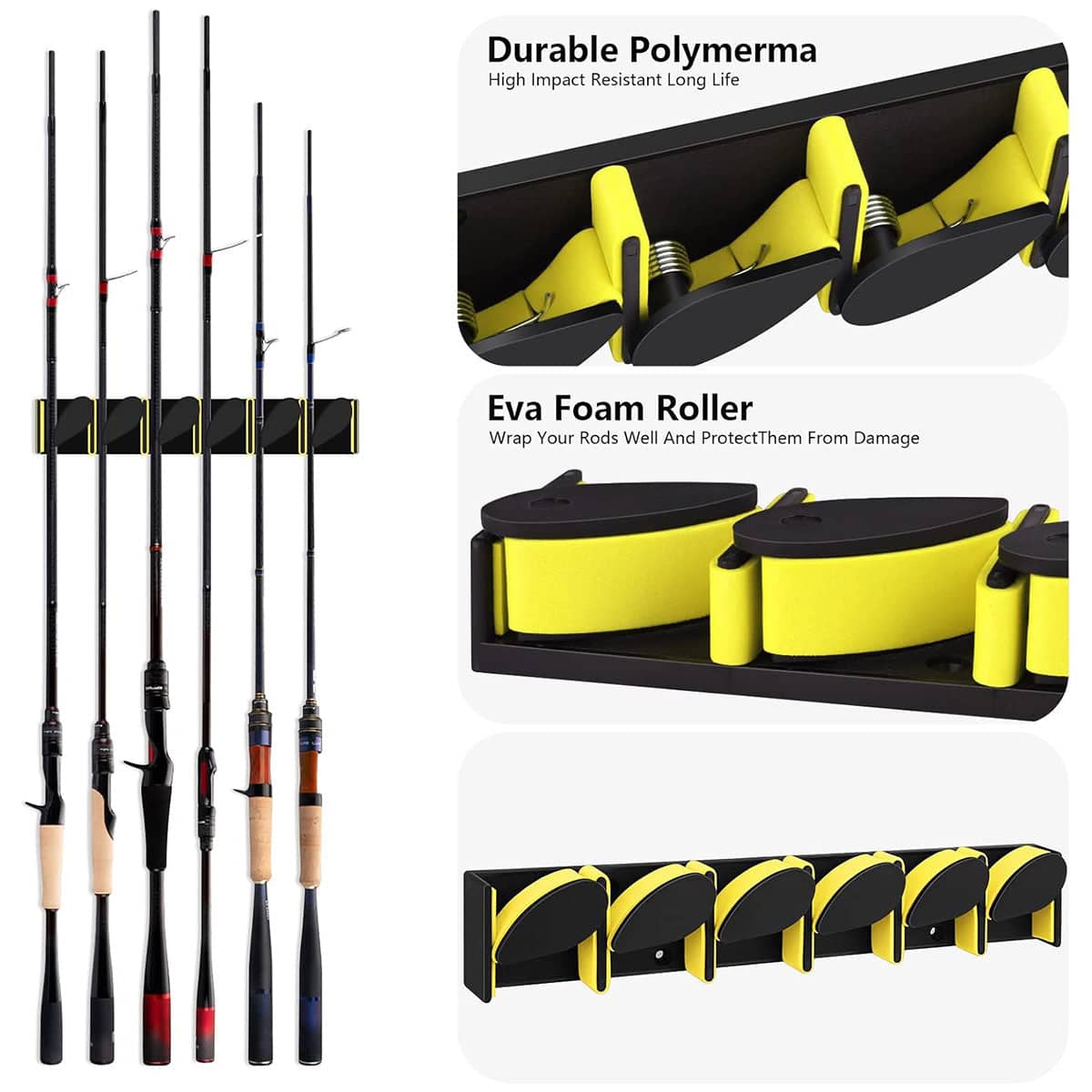 Fishing Rod Display Rack Vertical Horizontal Plastic Bracket for 6 Rods - Red - view 5