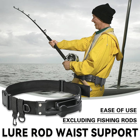 Fishing Rod Holder Waist Belt with Adjustable Strap for Wading and Fly Fishing, Black